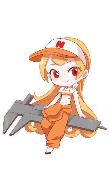 大きな測長期に腰掛ける女の子のオリジナルキャラクター